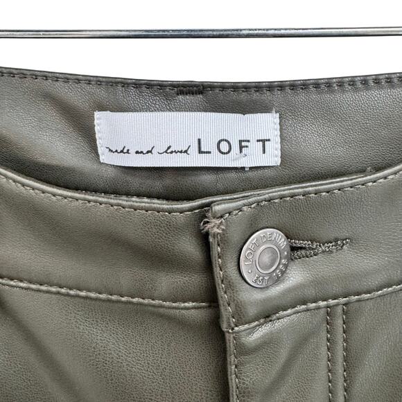 NWT Loft Wide Leg Faux Leather Olive Pants Womens 4 - Picture 7 of 8